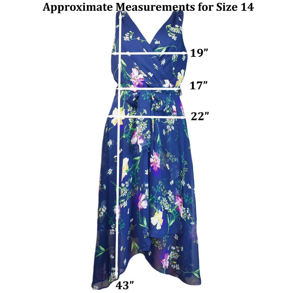 DKNY Women’s Dress La Fleur Goddess Chiffon V-Neck Wrap Size 14 - Picture 6 of 6